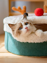 將圖片載入圖庫檢視器 聖誕冬季保暖厚墊可愛聖誕麋鹿貓窩